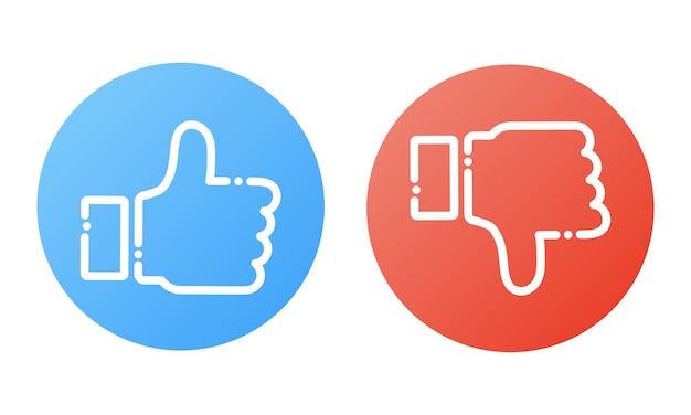 Thumb up and thumb down flat icon Social media concept Like and dislike Vector