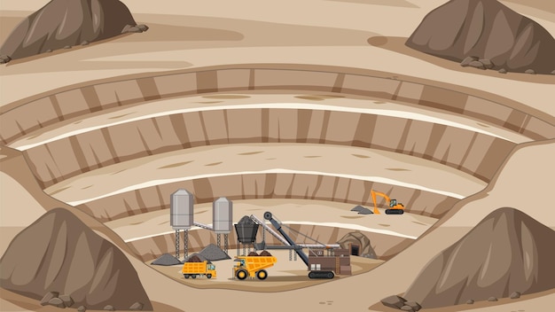 Vector thumbnail design with mining landscape