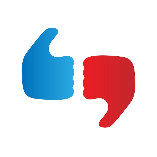 Thumbs up and down symbol Like Or Dislike logo mark icon vector illustration