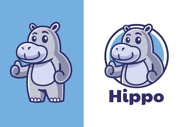 Thumbs up Hippo Mascot Logo Design