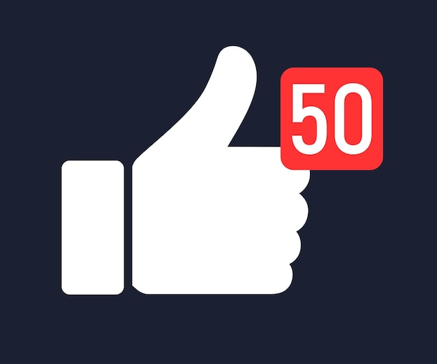 Thumbs up like icon with number symbol Vector illustration