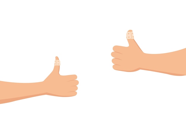 Thumbs up with an adhesive bandage Positive gesture