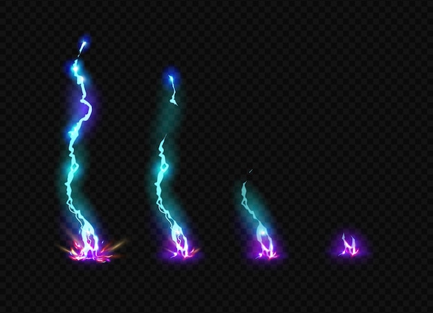 Vector thunder animation striking lightning