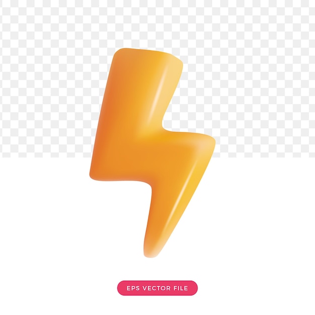 Thunder bolt 3d cute cartoon stlye 3d cartoon icon