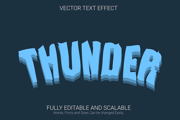 thunder editable text effect, blue color text style