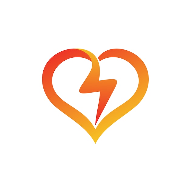 Thunder in Love Shape Logo Vector