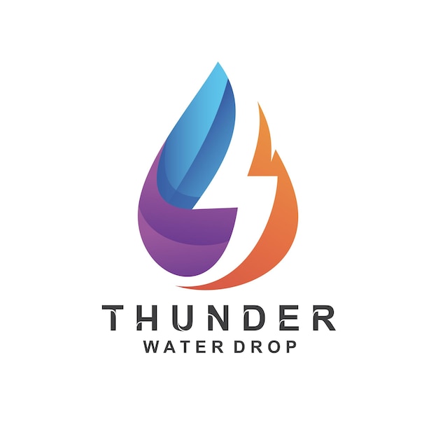 Thunder and water drop, nature energy logo design