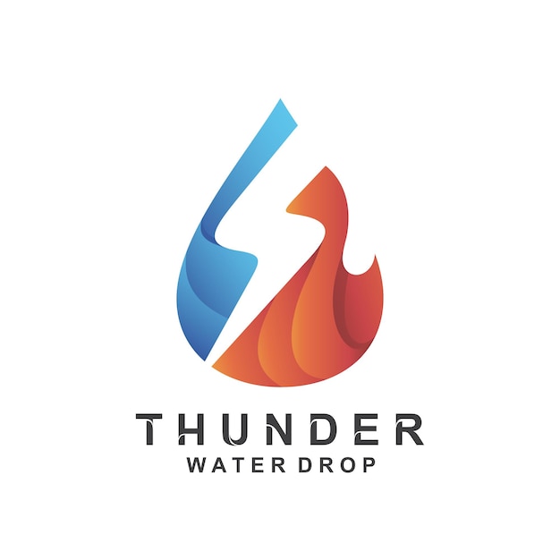 Thunder with fire and water, nature energy logo vector