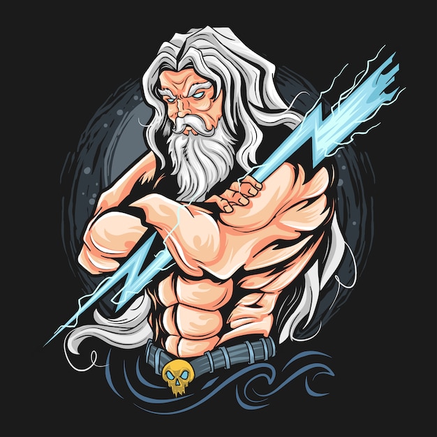 THUNDER ZEUS GOD ARTWORK   CAN USE FOR T-SHIRT OR GAMER ESPORT LOGO. ARTWORK IS IN EDITABLE LAYERS  