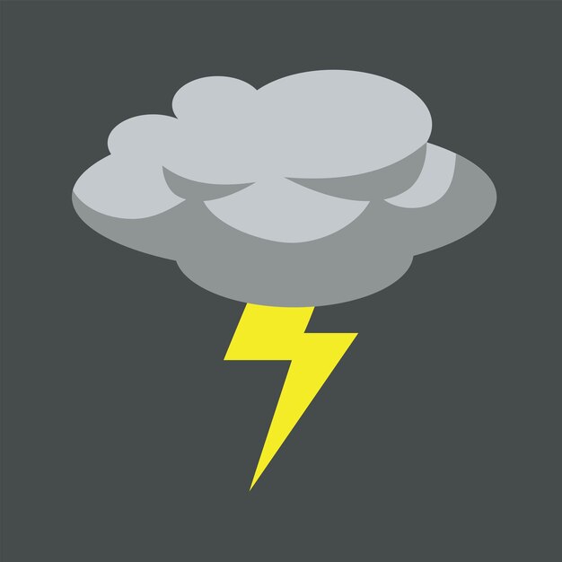 Thunderstorm Grey Cloud Flat Design Vector Illustration