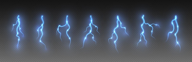 Thunderstorm lightning thunderbolt strike realistic electric zipper energy flash light effect blue lightning bolt