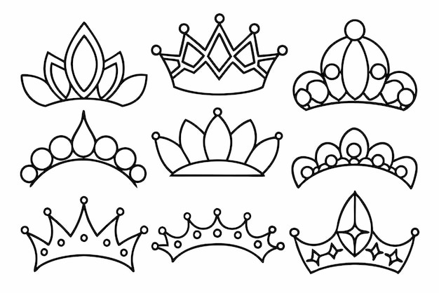 Tiara line art minimalistic drawing highlighting classic and refined crown