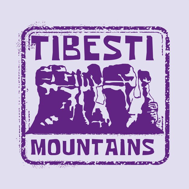 Tibesti mountains stamp badge illustration with classic vintage design