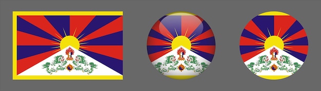 Tibet Flag Set Collection Vector