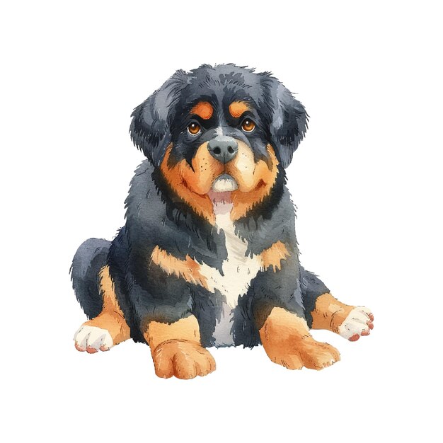 Vector tibetan mastiff vector illustration in watercolor style