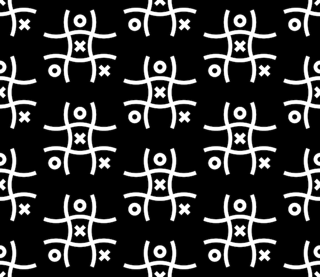 Tic tac toe black and white seamless pattern full od tic tac toe noughts and crosses xs and os