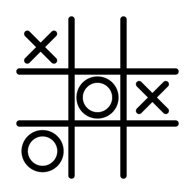 Tic-tac-toe game with cross and circle.  Mini game. Vector illustration.