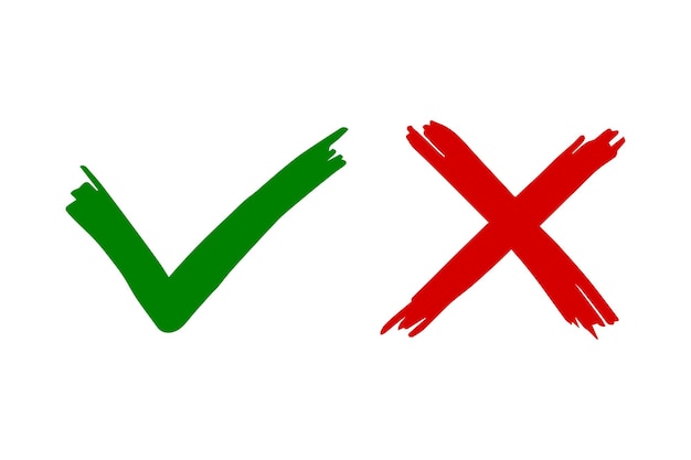 Tick and cross signs Checkmark OK and X icons