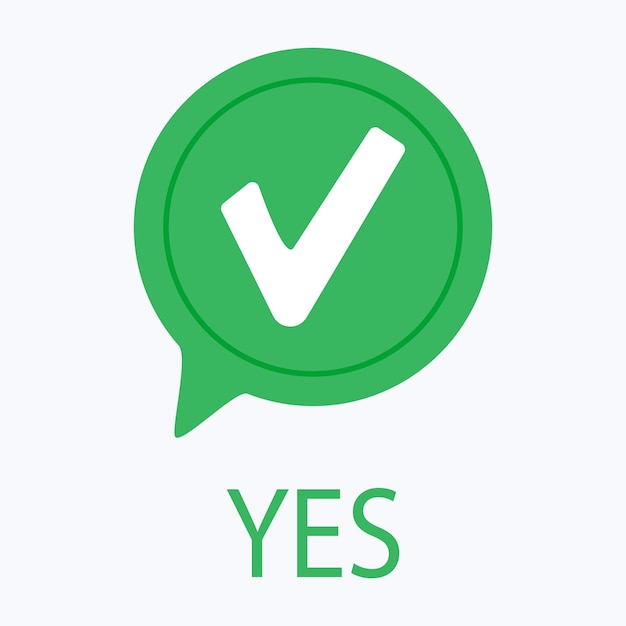 Tick Mark with Yes Positive confirmation validation symbol agreement indication affirmation icon Vector line icon for Business and Advertising