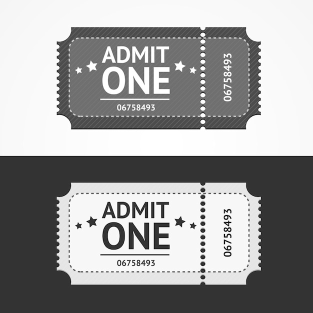 Ticket Icon Blank Admit Set Vector