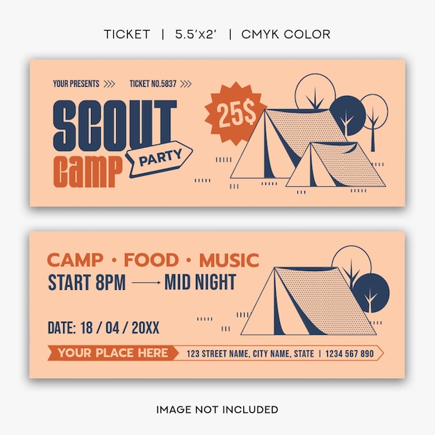 A ticket for scout camp party