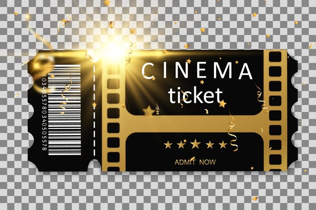 Tickets for attending an event or film on a transparent background Beautiful modern travel flyers