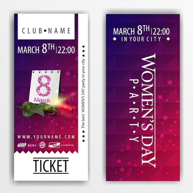 The tickets for the party on Women's day with rose