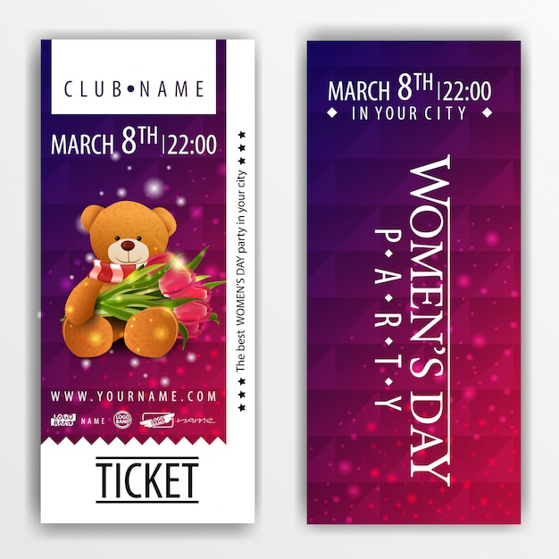 The tickets for the party on Women's day with Teddy bear