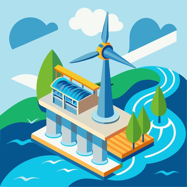 tidal power clipart vector art and illustration