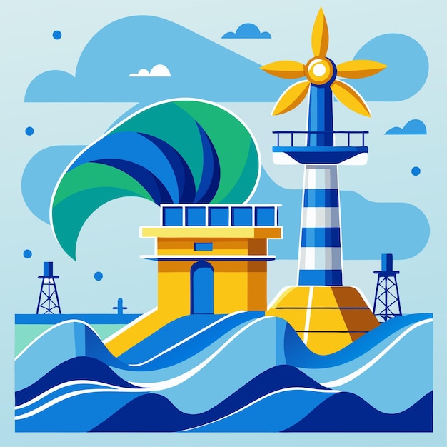 tidal power clipart vector art and illustration