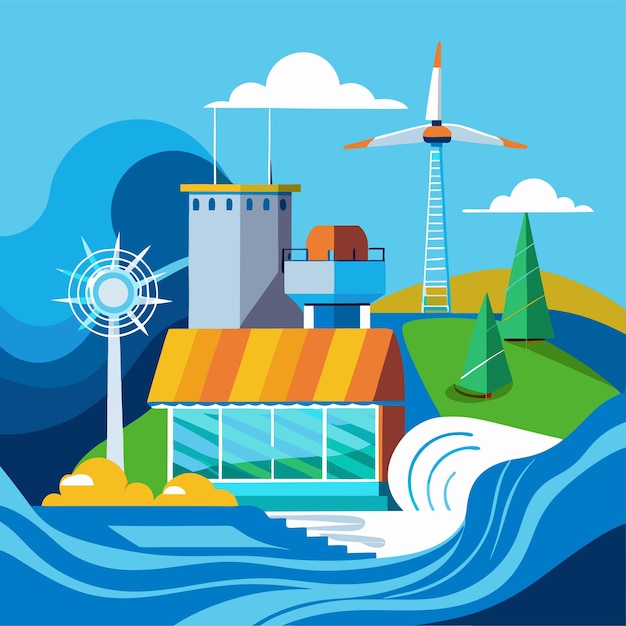 tidal power clipart vector art and illustration