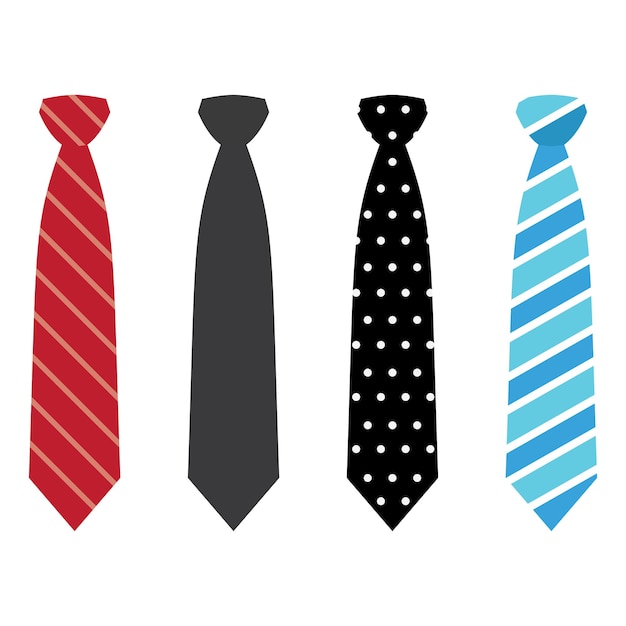 Tie illustrations set on transparent background