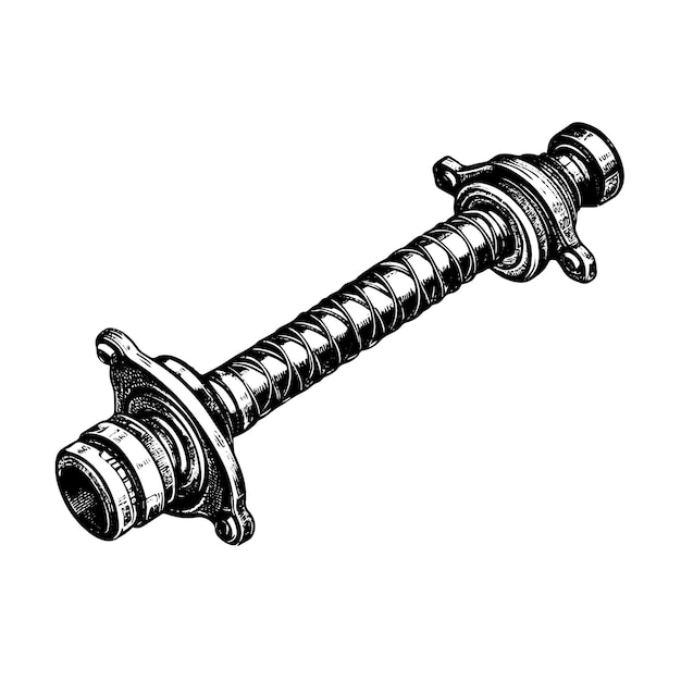 Tie rod vector drawing Isolated hand drawn engraved style illustration