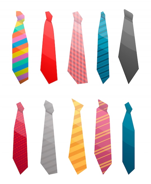 Tie suit icon set. Isometric set of tie suit vector icons for web design isolated on white background