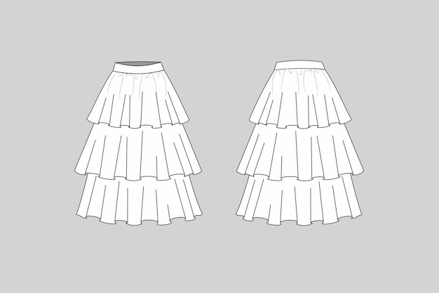 Vector tiered frill midi skirt ruffled skirttiered frill skirt vector