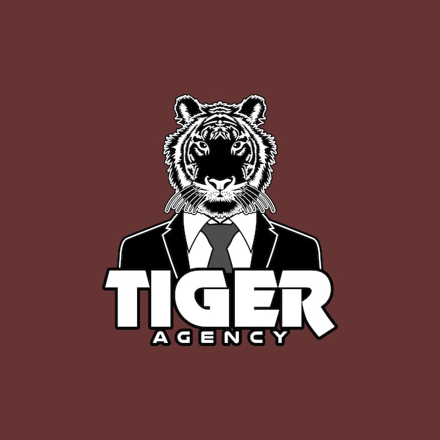 Tiger agency logo with a man in a suit and tie