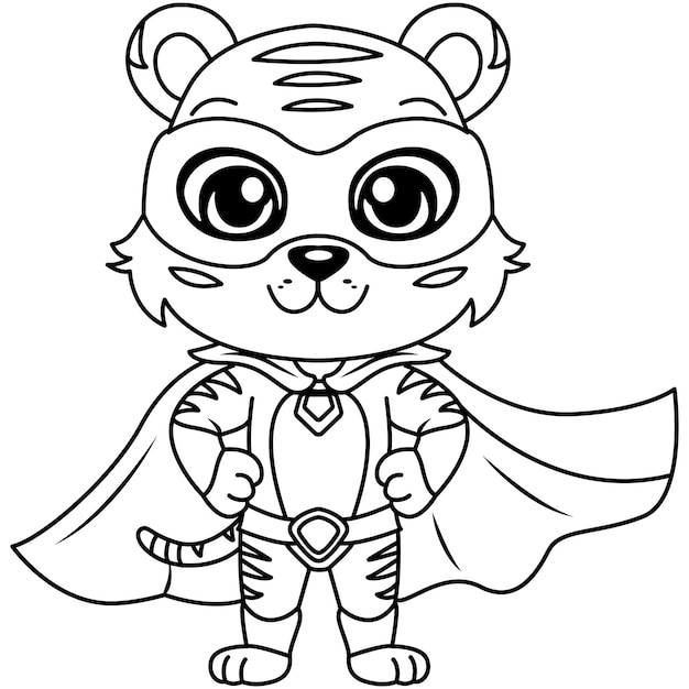 Vector tiger animal superhero outline