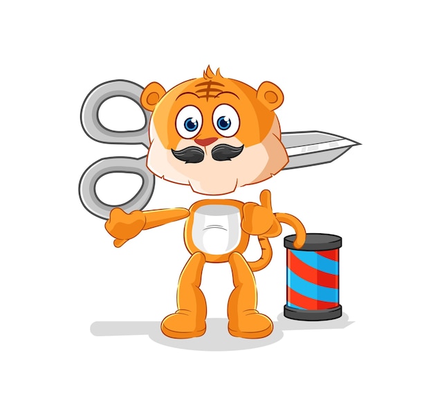 Tiger barber cartoon cartoon mascot vector