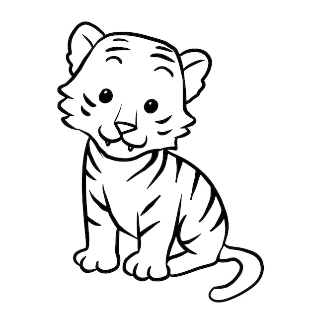 tiger cartoon animal cute kawaii doodle coloring page drawing