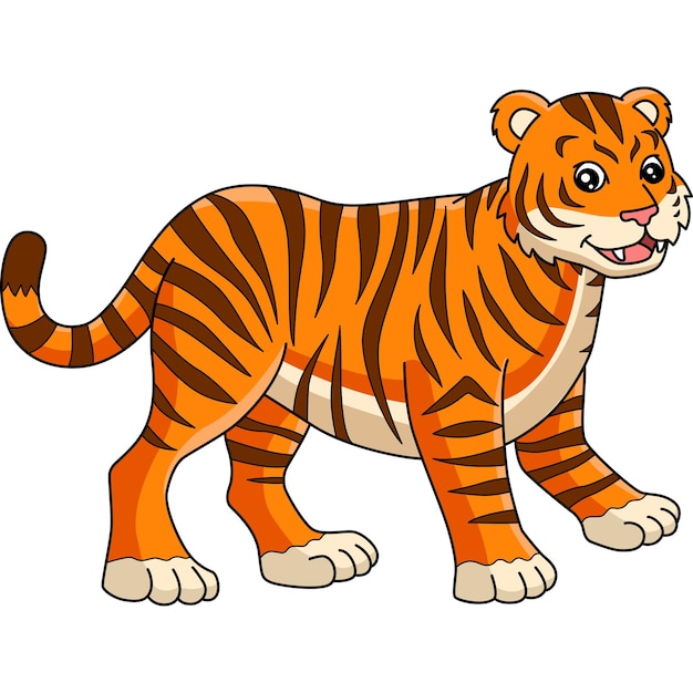 Tiger Cartoon Colored Clipart Illustration