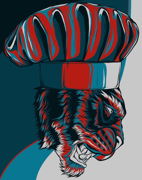 Vector tiger chef mascot logo design