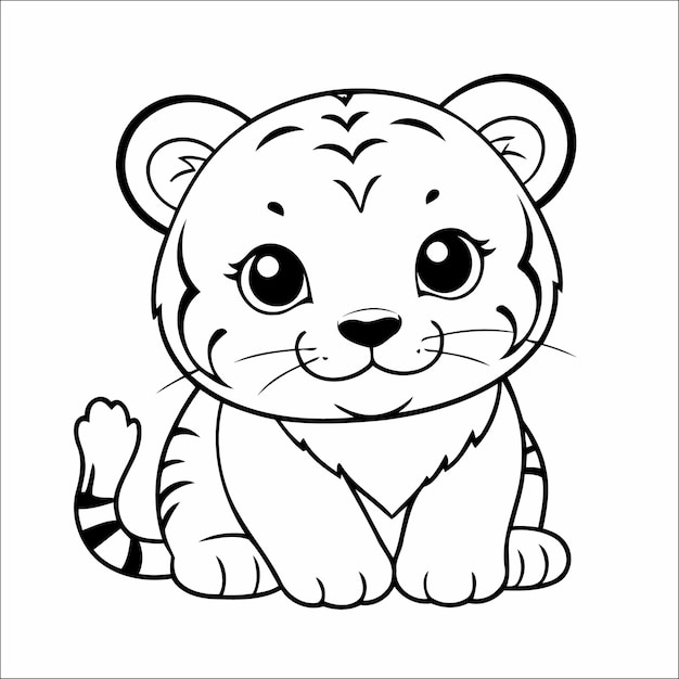 Tiger Coloring Page Drawing For Toddlers