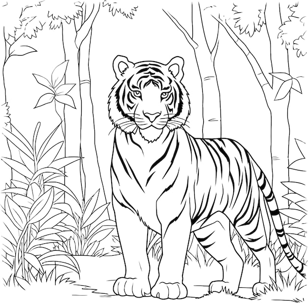 A Tiger a colouring book for kids easy to colour vector illustration Vector Annimals