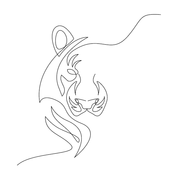 Tiger Continuous one line drawing vector design