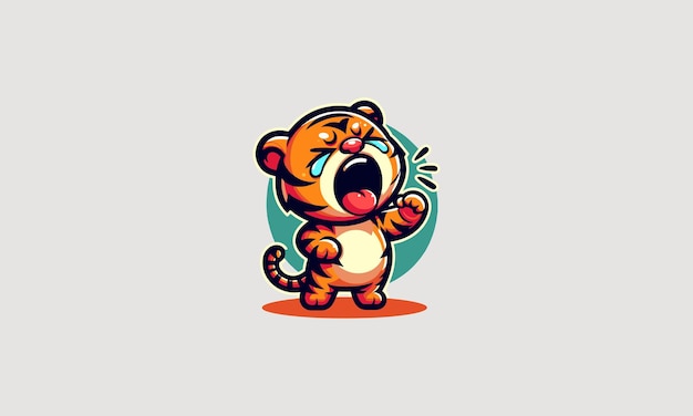 Vector tiger cry vector illustration flat design logo