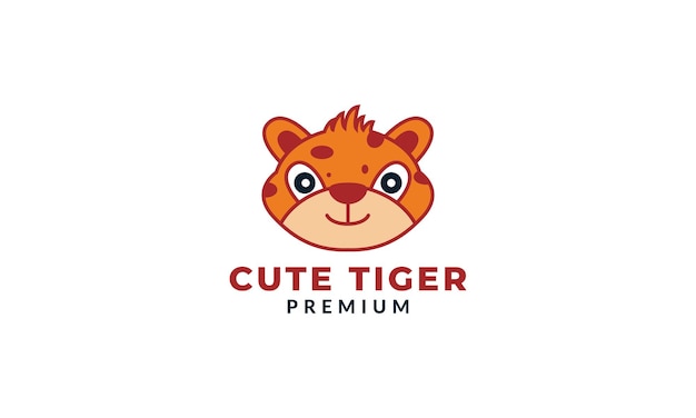 Tiger  or cub cute smile cartoon  logo icon vector illustration