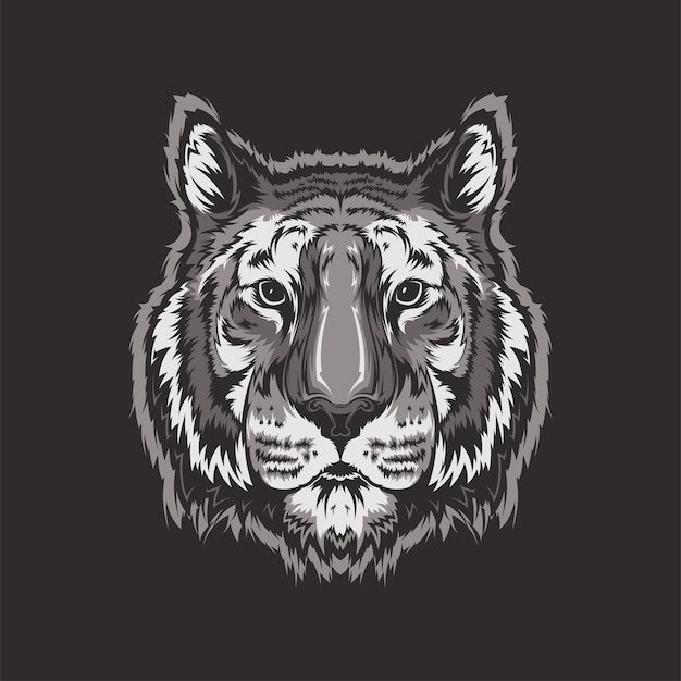 Tiger Face On black and gray Background Vector Illustration Design