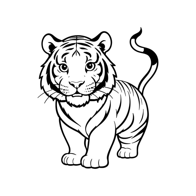 Vector tiger face coloring page and outline vector design