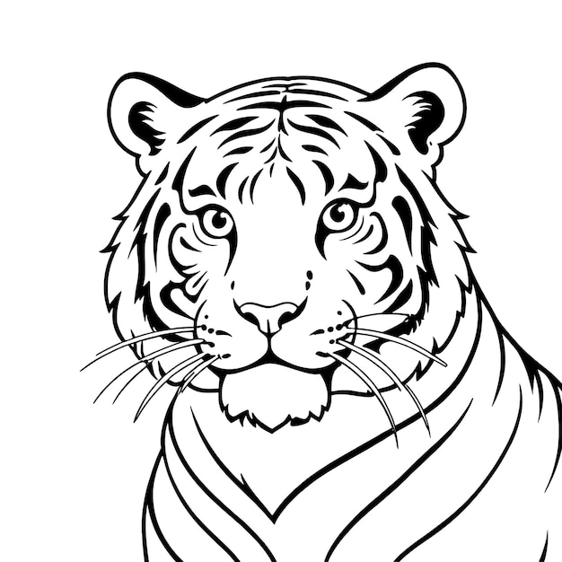 Tiger face coloring page and outline vector design