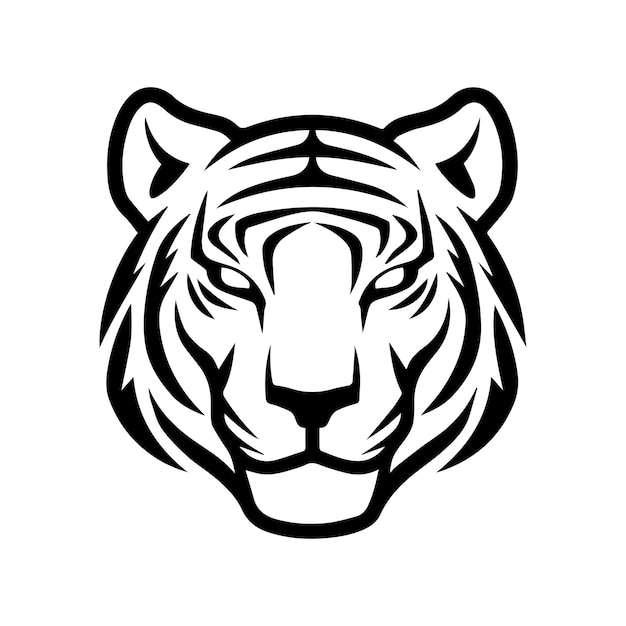 Vector tiger face logo or modern line icon vector line art and icon design with bold outline